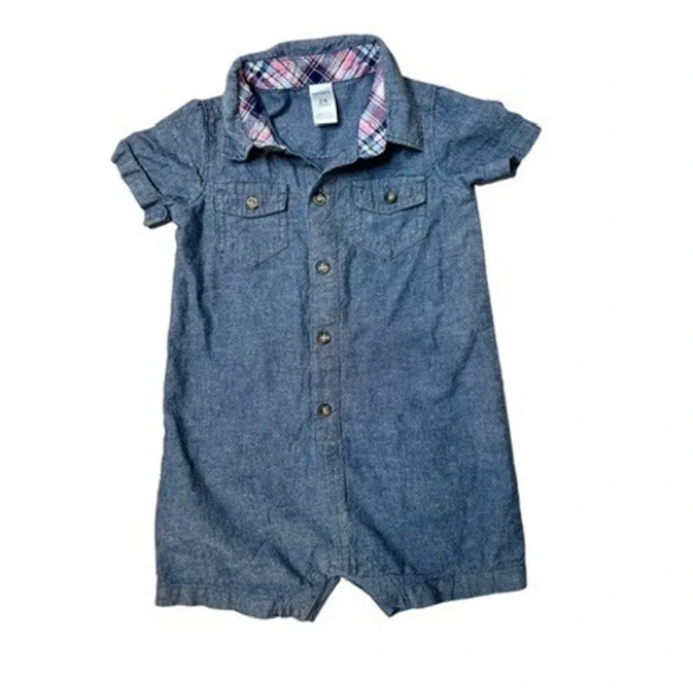 Carter's Chambray Blue Shortall‎ Romper 24 Months Casual Summer Lightweight